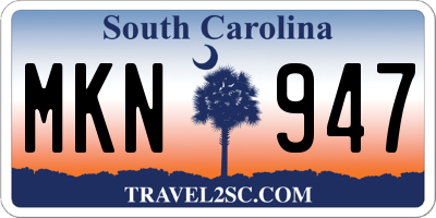 SC license plate MKN947