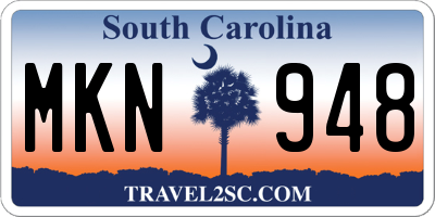 SC license plate MKN948