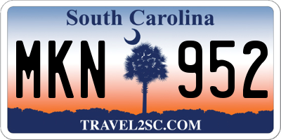SC license plate MKN952