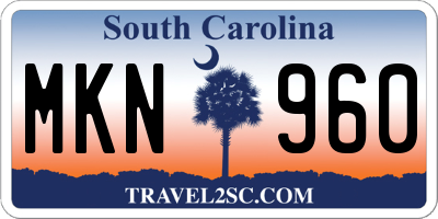 SC license plate MKN960
