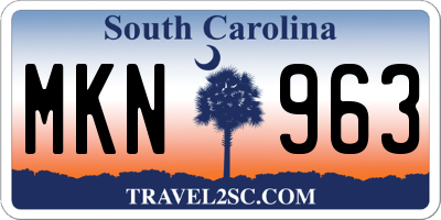SC license plate MKN963