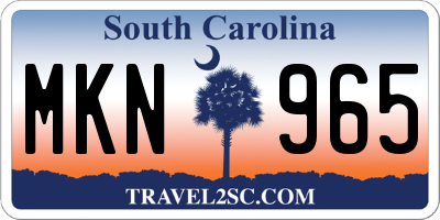SC license plate MKN965