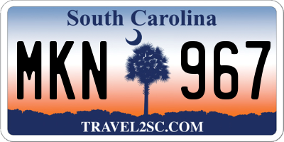 SC license plate MKN967