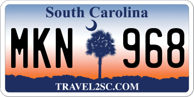 SC license plate MKN968