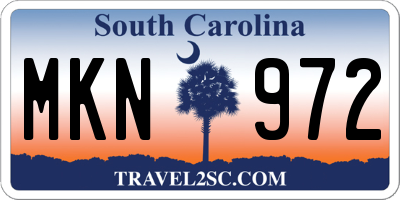 SC license plate MKN972