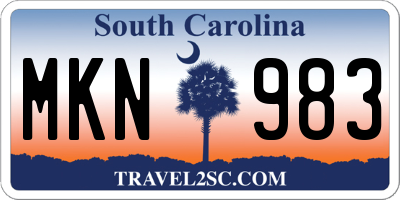 SC license plate MKN983