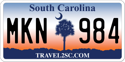 SC license plate MKN984