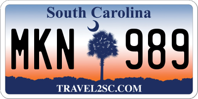 SC license plate MKN989