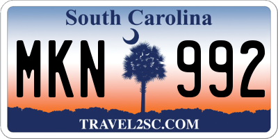 SC license plate MKN992