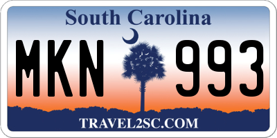 SC license plate MKN993