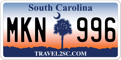 SC license plate MKN996