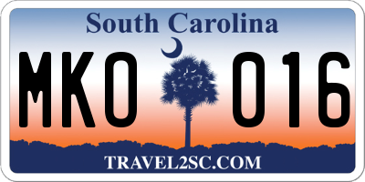 SC license plate MKO016