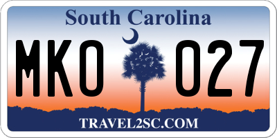 SC license plate MKO027