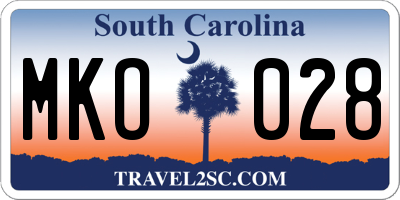 SC license plate MKO028