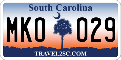 SC license plate MKO029