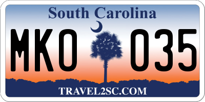 SC license plate MKO035