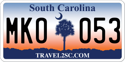 SC license plate MKO053