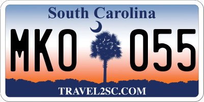 SC license plate MKO055