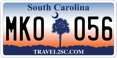 SC license plate MKO056