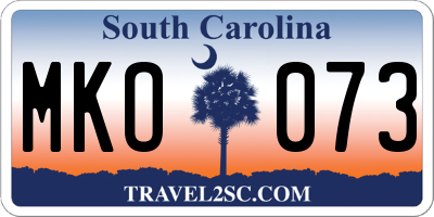 SC license plate MKO073