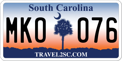 SC license plate MKO076