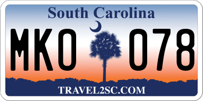 SC license plate MKO078