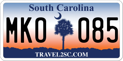 SC license plate MKO085