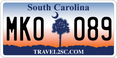SC license plate MKO089