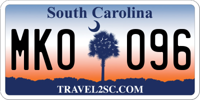 SC license plate MKO096