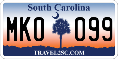 SC license plate MKO099