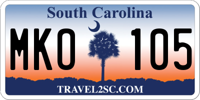 SC license plate MKO105