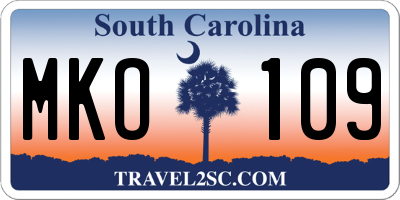 SC license plate MKO109