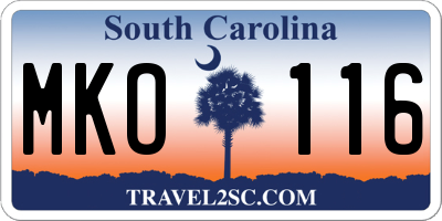 SC license plate MKO116