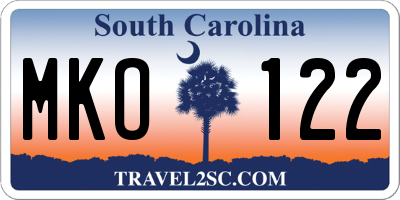 SC license plate MKO122