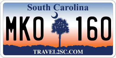SC license plate MKO160