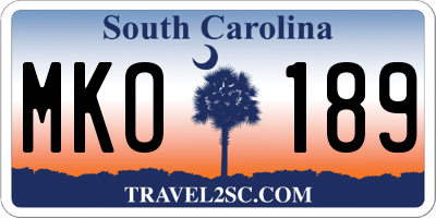 SC license plate MKO189