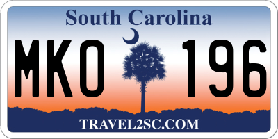 SC license plate MKO196
