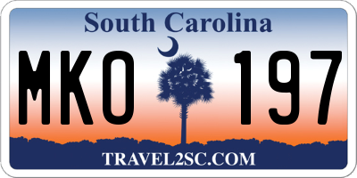 SC license plate MKO197
