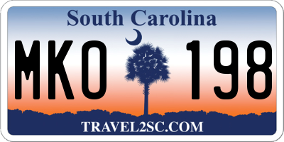 SC license plate MKO198