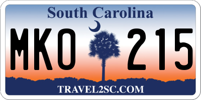 SC license plate MKO215