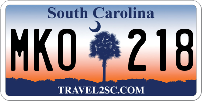 SC license plate MKO218