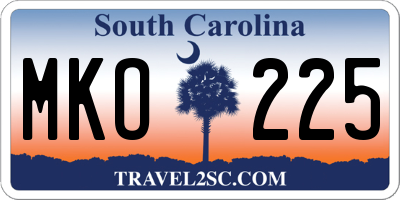 SC license plate MKO225