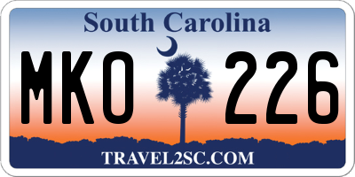 SC license plate MKO226