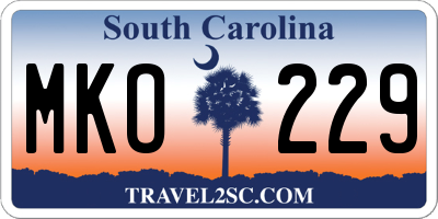 SC license plate MKO229