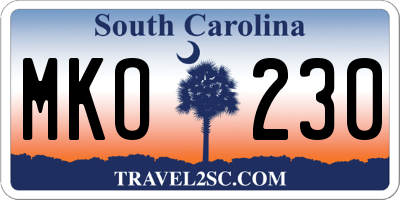 SC license plate MKO230