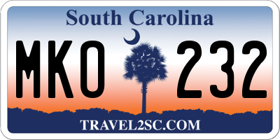 SC license plate MKO232