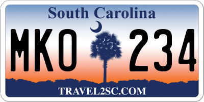 SC license plate MKO234