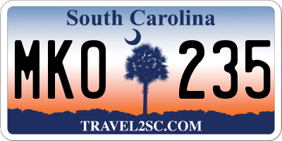 SC license plate MKO235