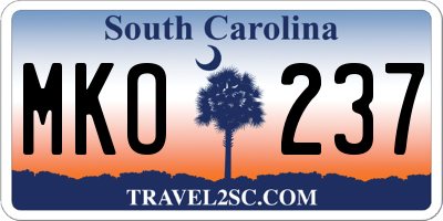 SC license plate MKO237