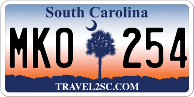SC license plate MKO254